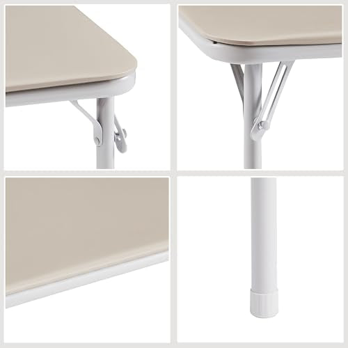 VECELO Folding Card Table Square and Chairs Set, Collapsible Legs & Portable for Indoor/Outdoor, Picnic, 5 Piece, Beige & ...