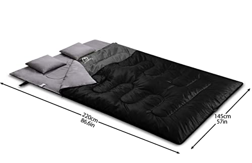 oaskys Double Sleeping Bag for Adults with 2 Pillows - Queen Size XL Waterproof Sleeping Bag for All Season Camping Hiking...