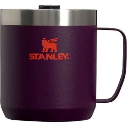 STANLEY Stay-Hot Camp Mug 12 oz | Press Fit Drink Through Lid | Cup for Coffee, Tea and Drinks | Insulated Stainless Steel Coffee Mug | BPA-Free | Plum