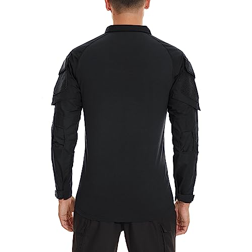 TACVASEN Men's Tactical Shirt Long Sleeve Combat Shirt 1/4 Zip with Pockets Military Army Paintball Airsoft Breathable