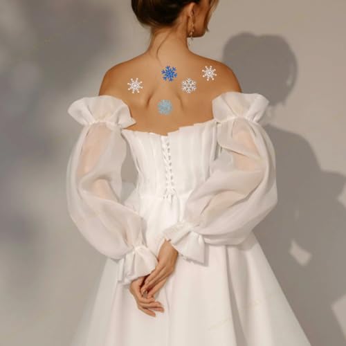 Glitter Snowflake Temporary Tattoos, 48PCS Winter Snowflake Sticker Tattoo Cute Apparel Accessories for Body Face Kids Wom...