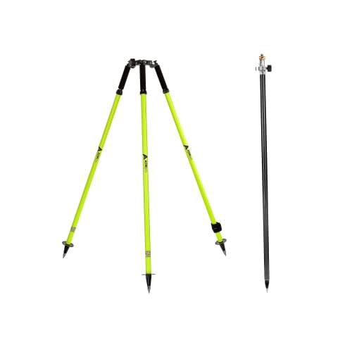 AdirPro 8.5-Foot Carbon Fiber Prism Pole with Adjustable Tip & AdirPro Surveying Tripod for Prism Bundle