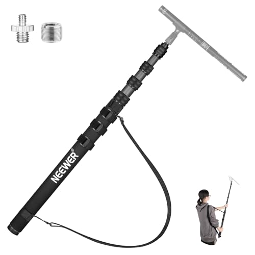 NEEWER Upgraded Microphone Boom Pole, 9.8ft/300cm Telescopic Carbon Fiber Mic Boom Arm with 5 Sections, 1/4" 3/8" 5/8" Scr...