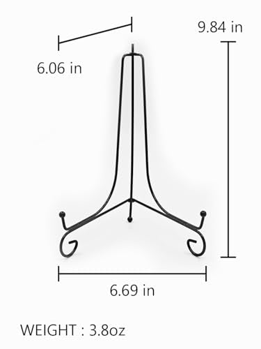 10 Inch Iron Display Stand, Black Iron Easel Plate Display Photo Holder Stand 1 Pack
