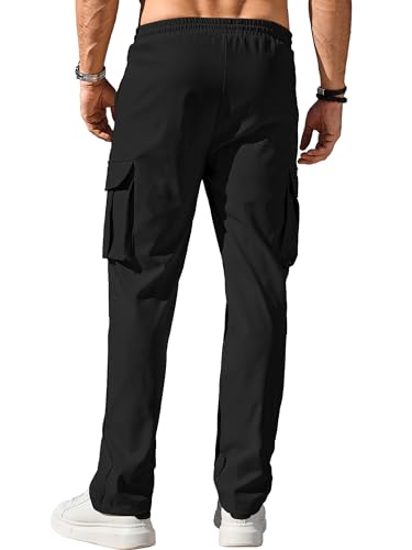 Comdecevis Men's Casual Cargo Pants Workout Joggers Stretch Sweatpants Hiking Drawstring Tactical Pants with Multi Pockets