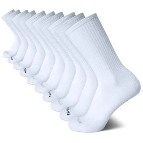 Reebok Men's Crew Socks - 10 Pack Stretch Performance Cushioned Crew Socks - Arch Support Athletic Socks for Men (6-12.5)