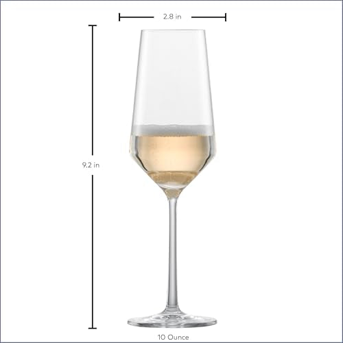 ZWIESEL GLAS Pure Champagne Glass (Set of 6), Champagne Flutes with Effervescent Point, Dishwasher-Safe Tritan Crystal Gla...