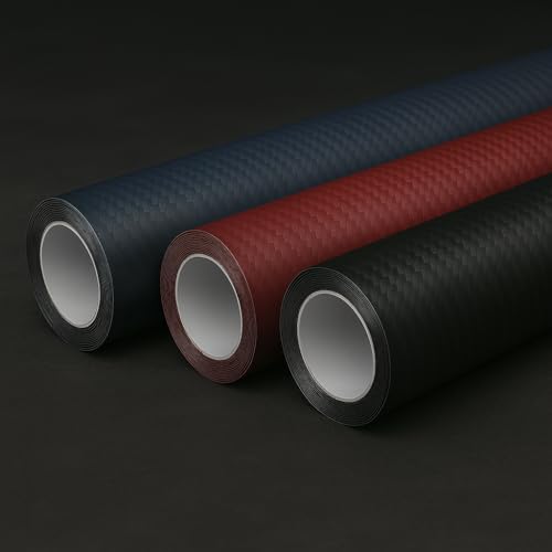 RockRose 3D Matte 3D Black Carbon Fiber Vinyl Wrap, Anti-Wrinkle, Air Release Automotive Bubble Wrap, Self Adhesive Car Vi...