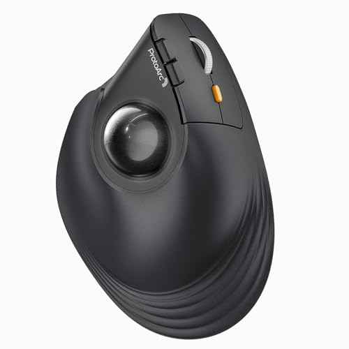 ProtoArc Vertical Wireless Trackball Mouse, EM05 NL Bluetooth Ergonomic Rollerball Mouse Rechargeable Computer Laptop Thum...