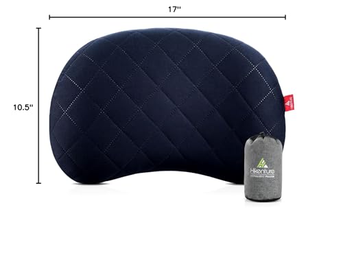 Hikenture Inflatable Pillow for Camping, Washable Backpacking Pillow for Sleeping, Ultralight Blow Up Pillows with Removable Cover, Portable&Compact Hiking Pillow for Beach, Travel, Outdoor(Blue)