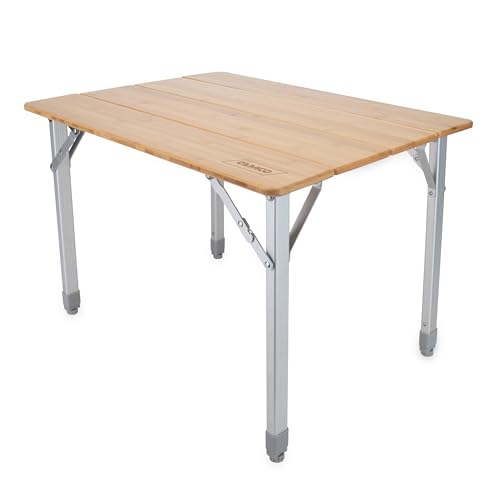Camco Bamboo Folding Camping Table with Aluminum Legs - Natural Bamboo Top Measures 25 ½ x 19 ¾-inches & Supports Up to 85...