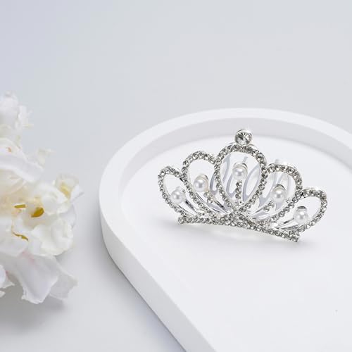 JINYEAH Mini Crowns Pearl Tiaras Mini Tiara Headband Rhinestone Princess Hair Accessories Tiny Crown Hair Clip Small Tiara...