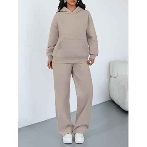 Trendy Queen 2 Piece Lounge Sweat Sets Plus Size Fall Fashion Matching Sweatsuits Wide Leg Pants Travel Outfit Winter Clothes
