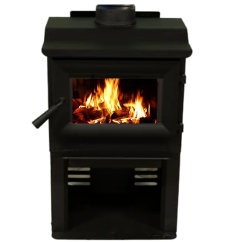 Comfort GlowLancaster I Wood Burning Stove, Heats Up To 1,200 Sq Ft, 18" Logs, Plate Steel & Cast Iron, Large Glass Windo...