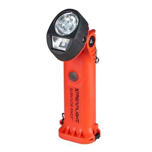 Streamlight 91800 Survivor Pivot 325-Lumen Right Angle Articulating Dual Beam Flashlight with Alkaline Batteries and Clip, Orange