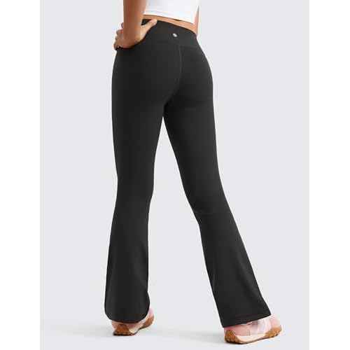 CRZ YOGA Girls Butterluxe Crossover Waist Yoga Flare Leggings - Dance Casual Athletic Pants Bell Bottoms Kids Teen