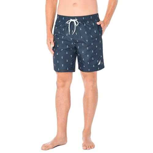 Nautica Men's Standard Quick Dry All Over Classic Anchor Print Swim Trunk