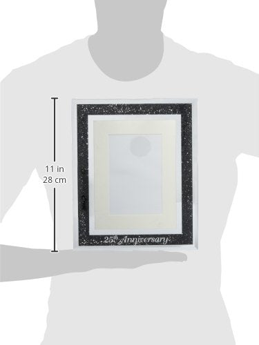 Pavilion Gift Company 85114 Glorious Occasions - 25th Anniversary Black Crystal Mirrored 4x6 Picture Frame,
