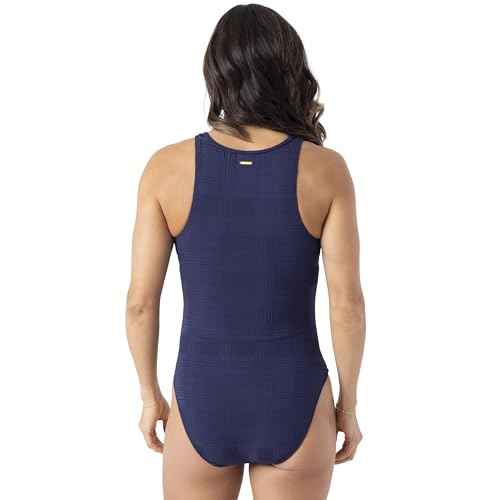 Nautica Women's One Piece Swimsuit ? Zip Front Surf, Tummy Control Bathing Suit, Quick-Dry Fabric