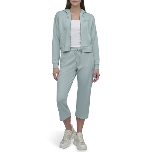 DKNY Women's Mini Stud Logo Cropped Sweatpant