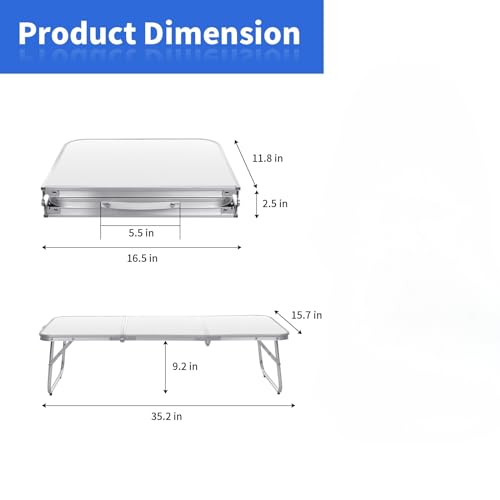 Moosinily Small Camping Table 35.2 inch Folding Picnic Table Foldable Low Camp Table Portable Short Aluminum Outdoor Floor...