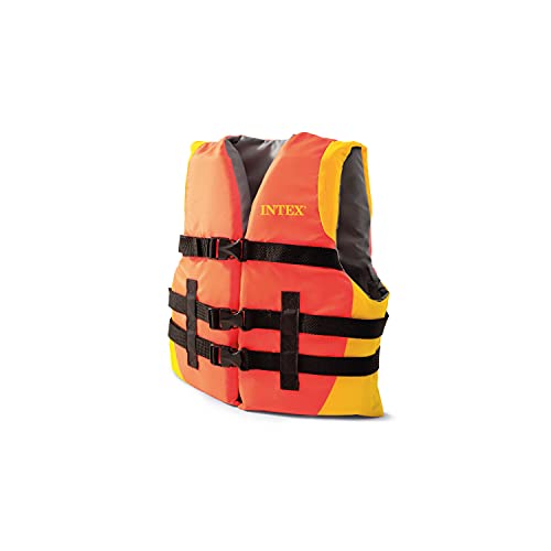INTEX Adjustable Life Jacket: Perfect for Boating and Water Sports – Durable Nylon – Breathable Straps with Buckles – Coas...