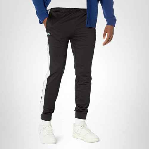 Lacoste Men's Sport Ripstop Tennis Track Pants, Black/White, 2X-Large