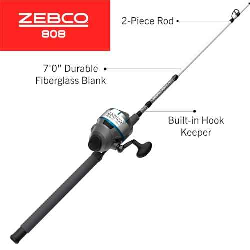 Zebco 808 Saltwater Spincast Reel and Fishing Rod Combo, 7-Foot 2-Piece Fishing Pole, Size 80 Reel, Changeable Right- or Left-Hand Retrieve, Pre-Spooled with 20-Pound Zebco Line, Black