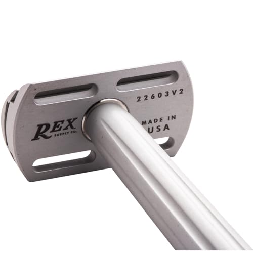 Rex Supply Co. Page Three Piece Double Edge Safety Razor ? Aircraft Aluminum Finish, Ultra-Light CNC-Milled Razor for Men, Durable Smooth Shaver Compatible with All Standard DE Blades