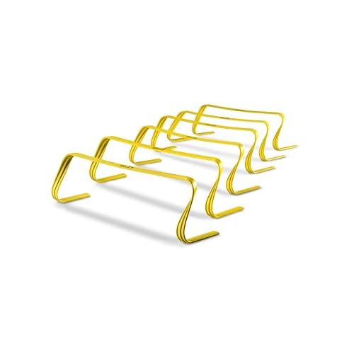 SKLZ 6X Ultra Durable Agility Hurdles - for Athletes of All Skill Levels,6pk of 6-in Tall Hurdles,Bright Yellow Color,Made of Durable, Composite Materials,Easy to Set up & Transport,Comes w/Carry Bag