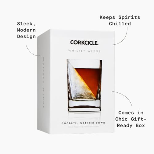 Corkcicle Whiskey Wedge - Premium Old Fashioned Glass with Silicone Ice Mold - For Bourbon, Scotch, & Spirits - Great Gift...