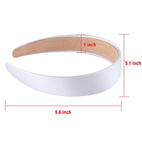 SIQUK 16 Pieces Satin Headbands White Headband 1 Inch Satin Hard Headbands DIY Hair Headband for Women