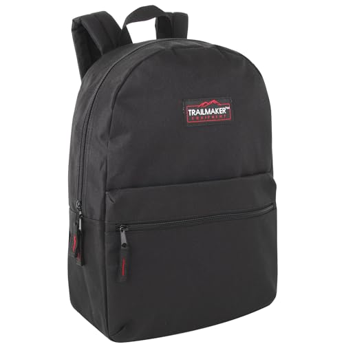 Trail maker Classic 17 inch Backpacks with Adjustable Padded Straps | School Backpacks for Girls, Boys (Black)