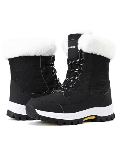 COOJOY Womens Waterproof Winter Snow Boots Warm Shoes Furry Mid Calf Lightweight Walking Hiking Booties