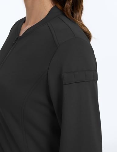 LOMON Scrub Jackets for Women Zipper Bomber Jacket Medical Nurse Coats with Pockets