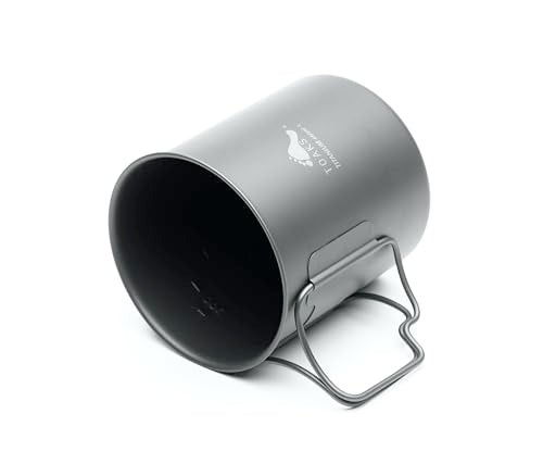 TOAKS Ultralight 450ml Titanium Cup – Camping Mug with Foldable Handles, 48g, Backpacking & Hiking Gear