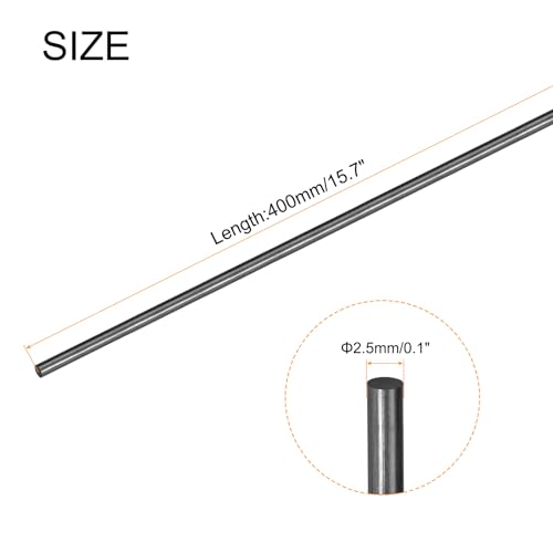MECCANIXITY Carbon Fiber Rod, 2.5mm x 400mm Matte Pole Rod for RC Plane DIY Tool Wing Tube Quadcopter Arm, Pack of 15