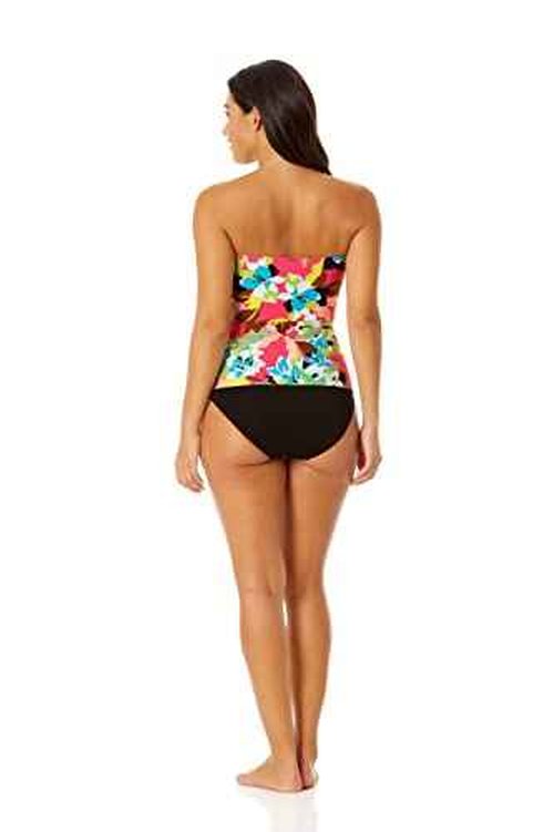Anne Cole Women's Standard Solid Twist Front Shirred Bandeau Tankini Swim Top, Cabana Party