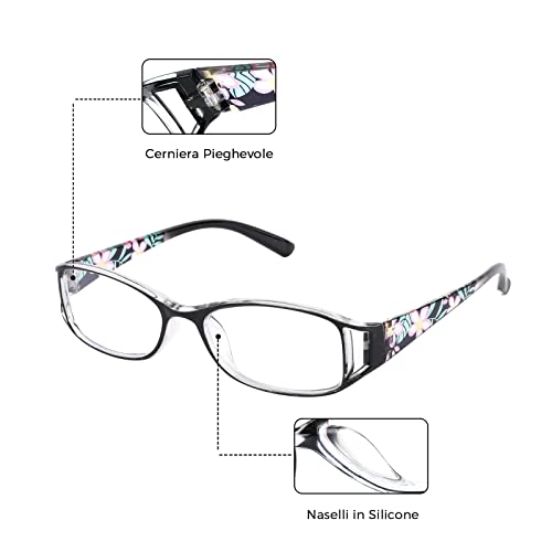 WALMXX 6 pairs Reading Glasses, Women Fashion and elegant anti-blue light HD resin old Reading Glasses
