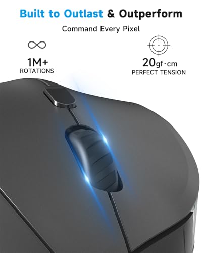 AOC 2.4GHz Ergonomic Mouse, Wireless Bluetooth Vertical Mouse for Work, 4800 DPI Optical Tracking, 5 Adjustable DPI, Quiet...