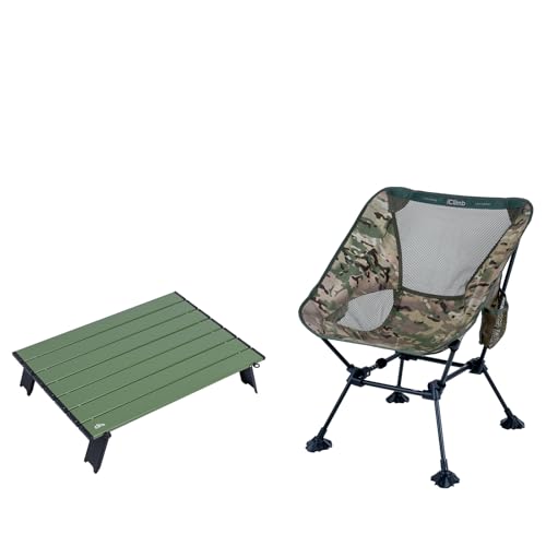 iClimb 1 Mini Folding Table and 1 Anti-Sink Large Feet Chair, Ultralight Compact for Adults Outdoor Camping Backpacking Hi...