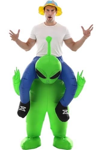 Double Couple Inflatable Alien Dinosaur Costume Halloween Blow up Costumes for Adult