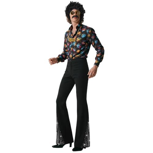 BONGZUO 70s Outfits for Men 6 Pcs Disco Outfit Retro Costume with Bell Bottom Pants