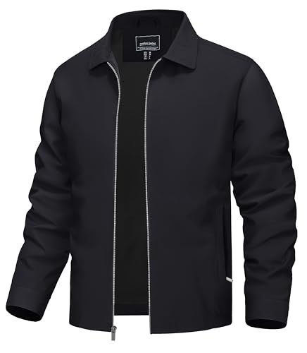 TACVASEN Mens Lightweight Windbreaker Full Zip Up Laydown Collar Jackets Light Casual Coat with Zip Pockets