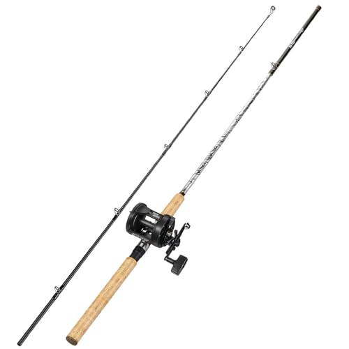 Sougayilang Fiberglass Fishing Pole Conventional Reel Combo with Durable P-Cork Rod Handle, Medium Heavy for Catfish Salmo...