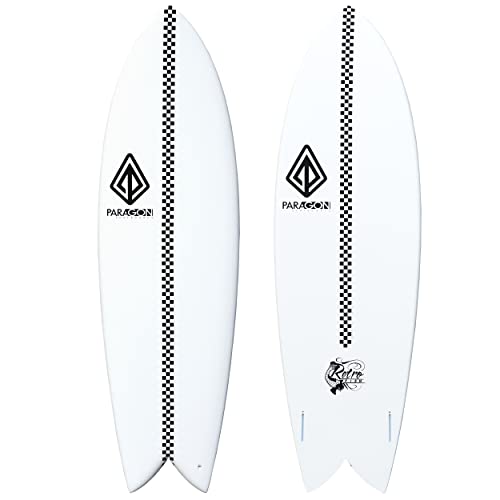 Paragon Surfboards Epoxy Fiberglass Surfboard | Fast, Stylish & Fun Retro Fish Surfboard Ideal to Ride Small to Medium Siz...