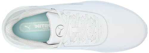 PUMA Golf Men's PHANTOMCAT Nitro Golf Shoes, Puma White-Puma Silver-Feather Gray, 13 Wide