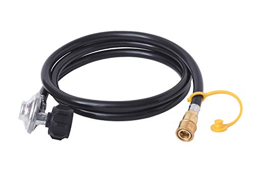 Flame King 90 Degree Low-Pressure Propane Gas Regulator Hose with Quick Connect for RVs, Grills, Heaters, Burners, 6 Feet...