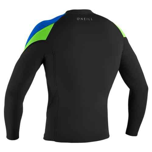 O'NEILL Men's Reactor-2 1.5mm Long Sleeve Top, Black/Ocean/Dayglo, Small