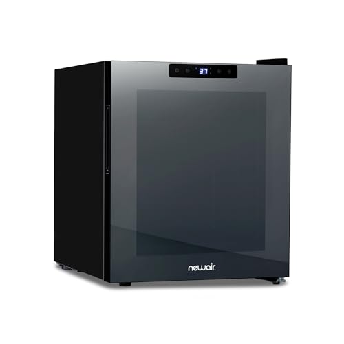 NewAir 16 Bottle Wine Cooler Refrigerator, Shadow Series Freestanding Wine Fridge with Mirror Glass Door, UV-Protected Glass & Quiet Compressor Cooling, Compact Wine Cellar